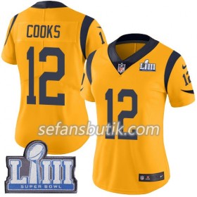 Los Angeles Rams Tröjor Brandin Cooks 12 Nike Guld 2019 Super Bowl LIII - Dame